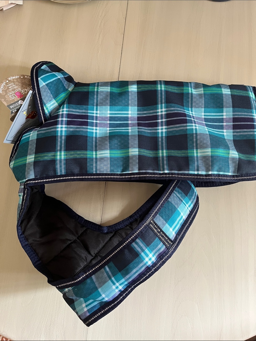 Plaid Blue-Green Quilted Dog Jacket